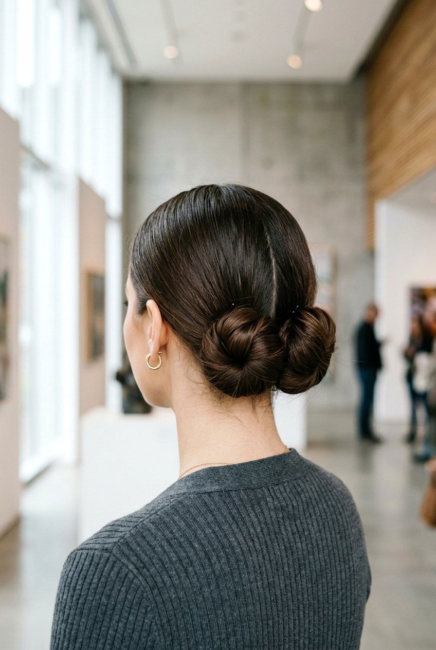 Elegant double bun hairstyle