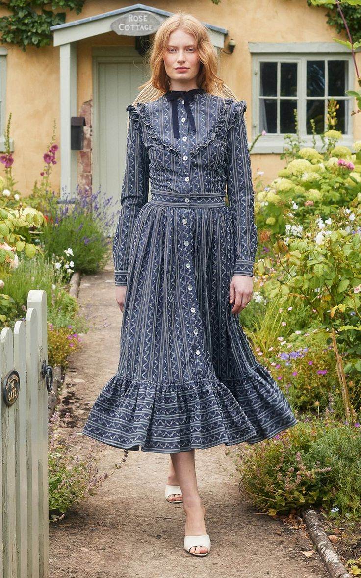 Striped dress with ruffled hem