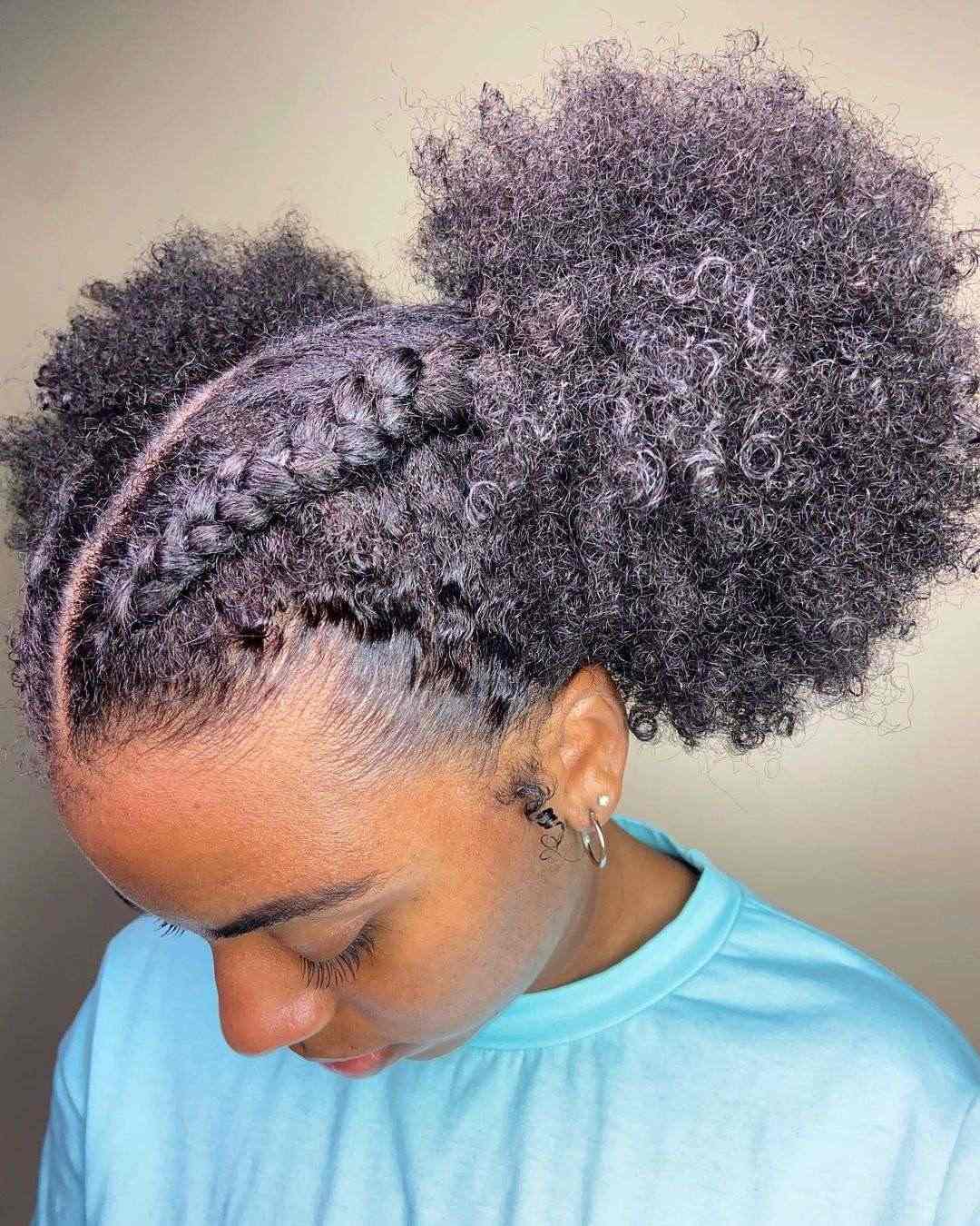Double puffs with braids