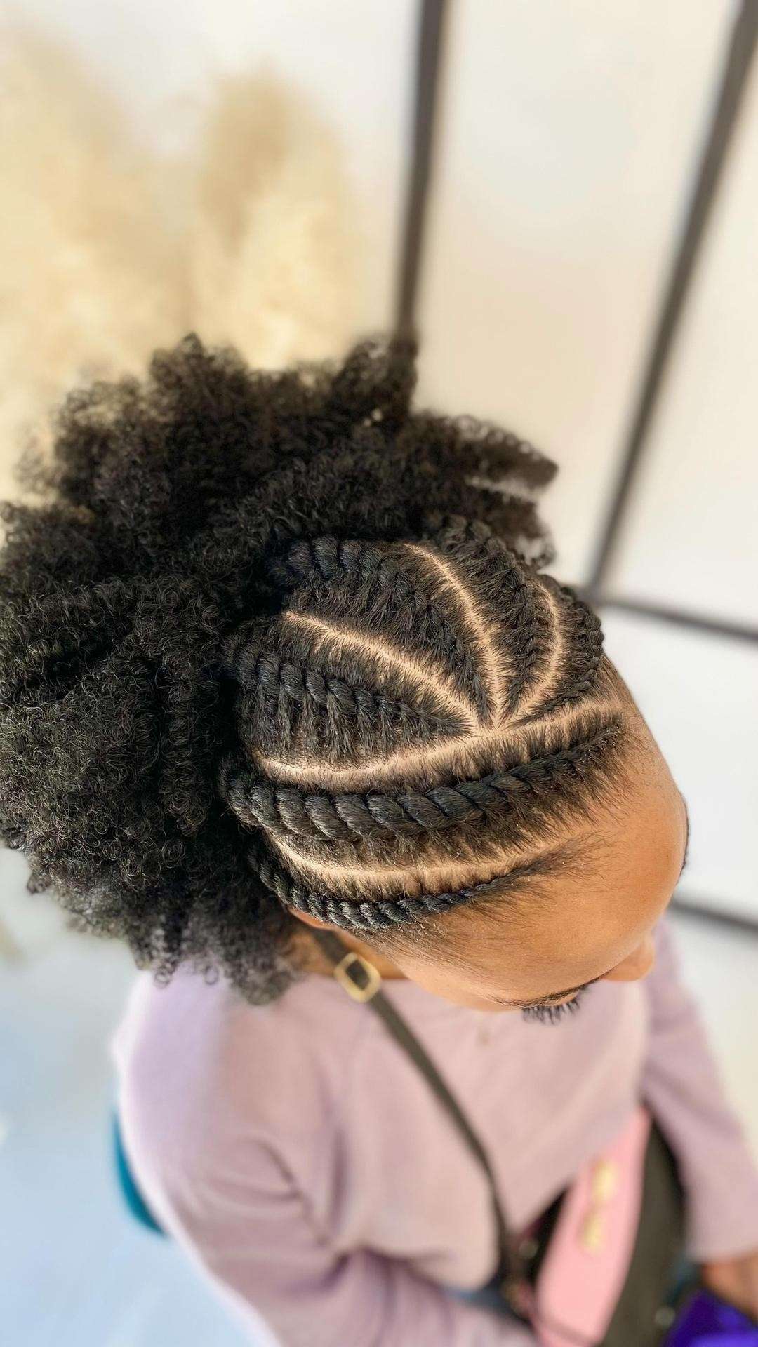 Cornrows with textured puff hairstyle