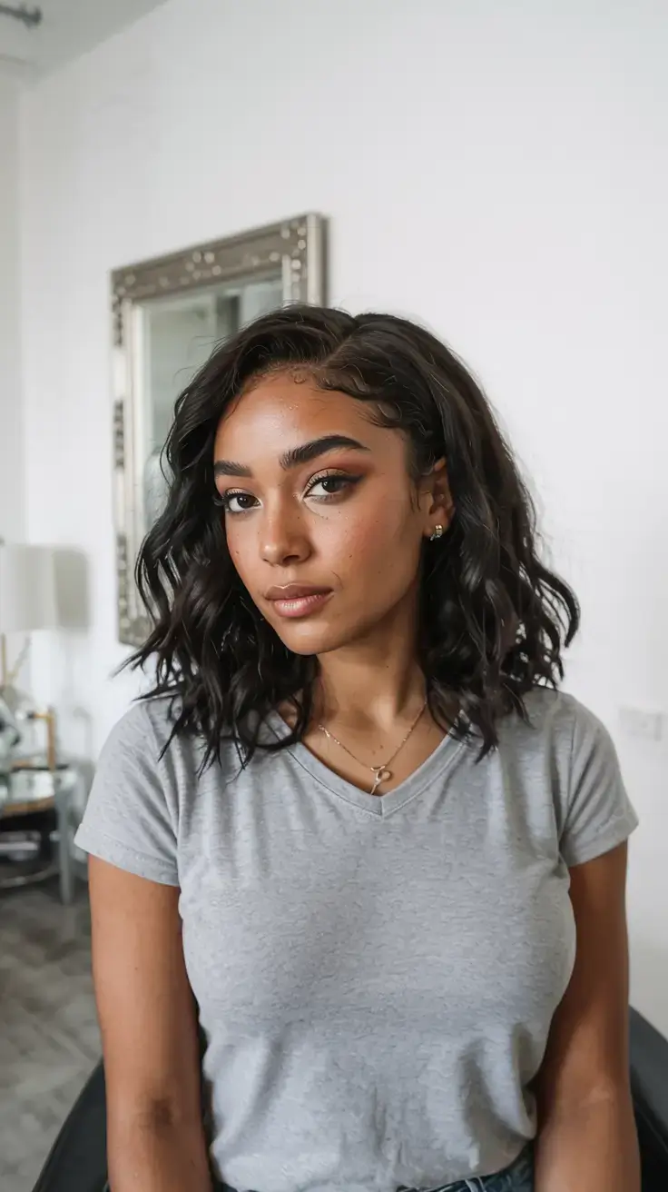 Soft waves with natural part hairstyle