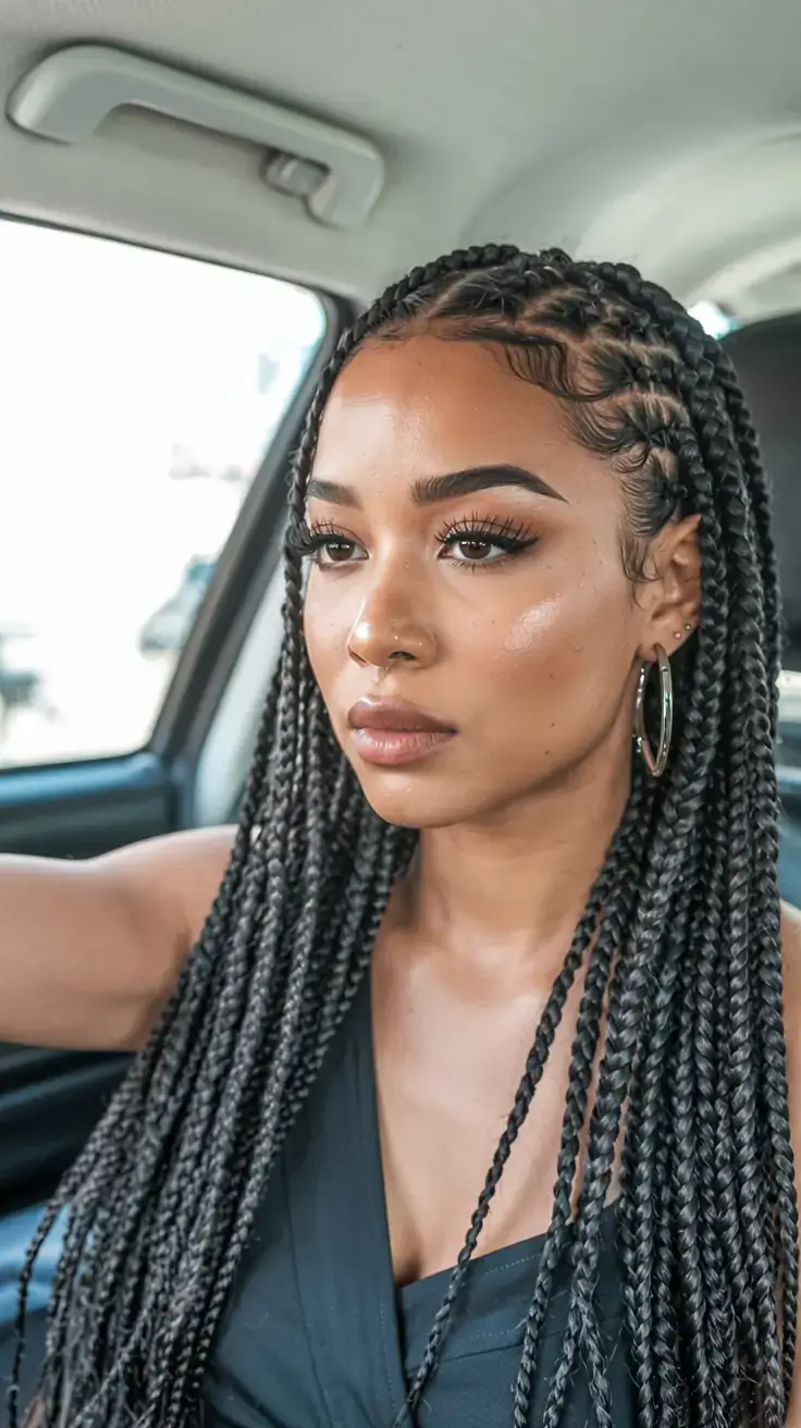 Long box braids versatile style