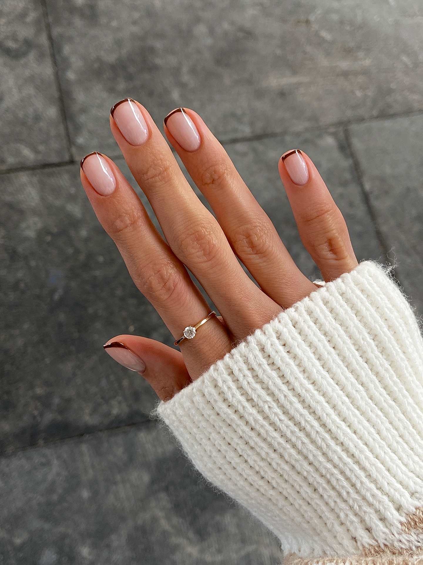 Almond nails with micro French tips