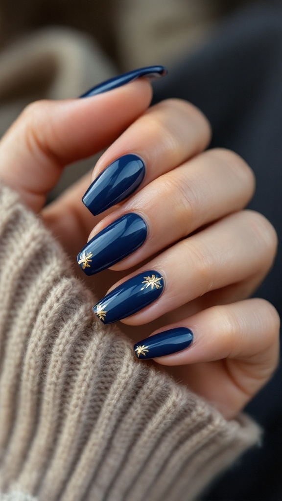 Navy Blue Nails inspiration look 1