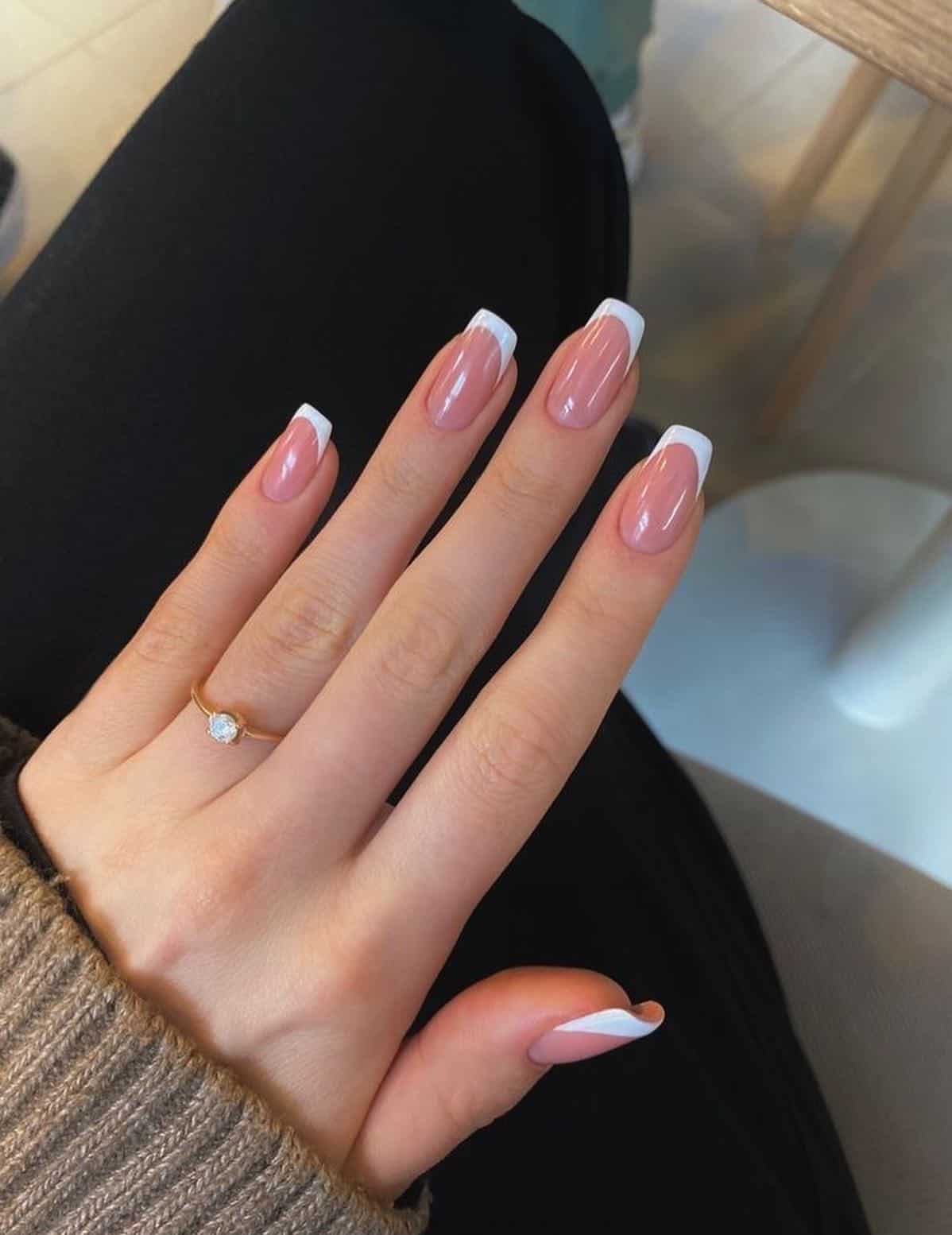 French manicure with simple elegance