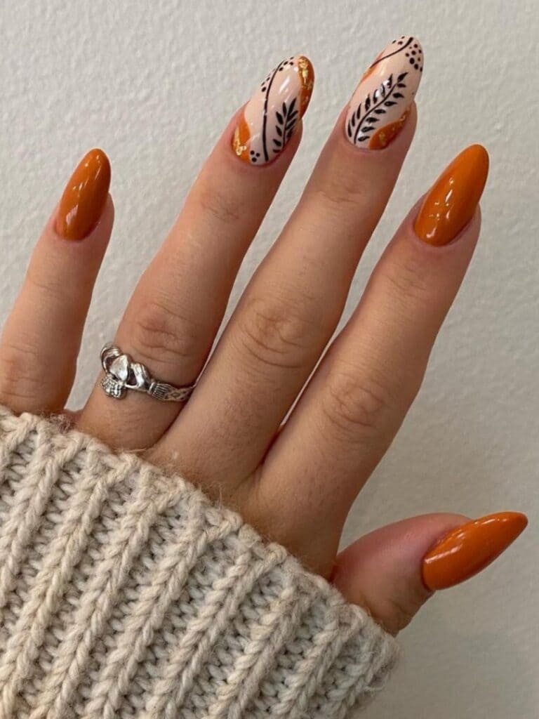 Terracotta nails with botanical designs