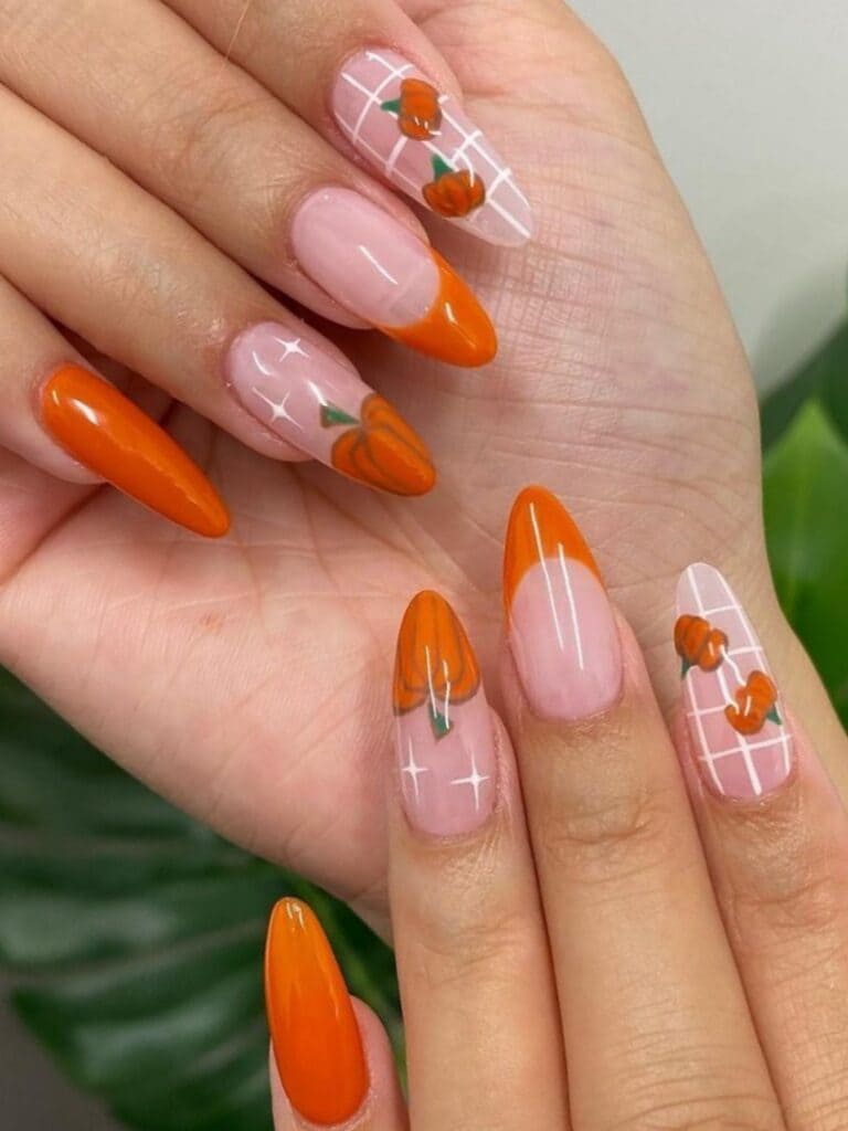 Orange tips with floral art
