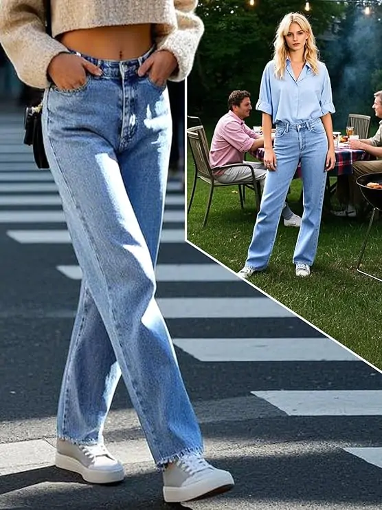 Cropped sweater with straight jeans, casual school vibe