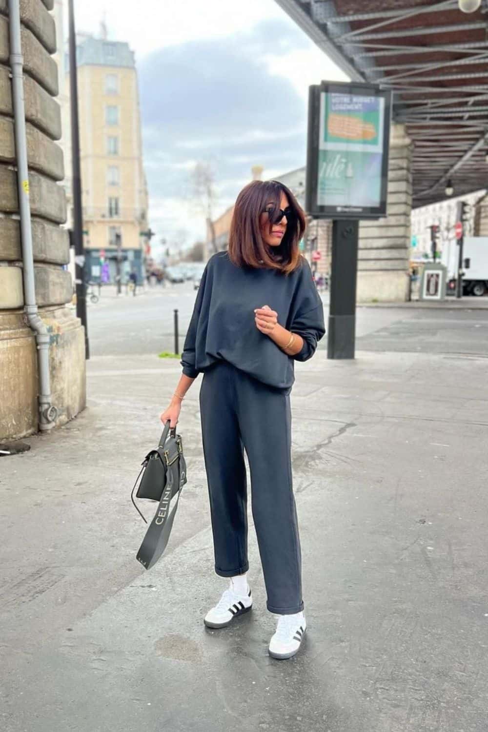 Monochrome tracksuit, relaxed school style