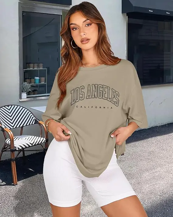Graphic tee with biker shorts, casual school style