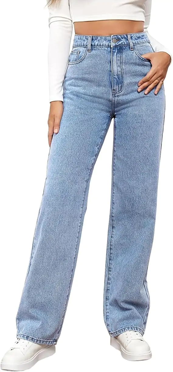 Straight jeans with white top, timeless school style