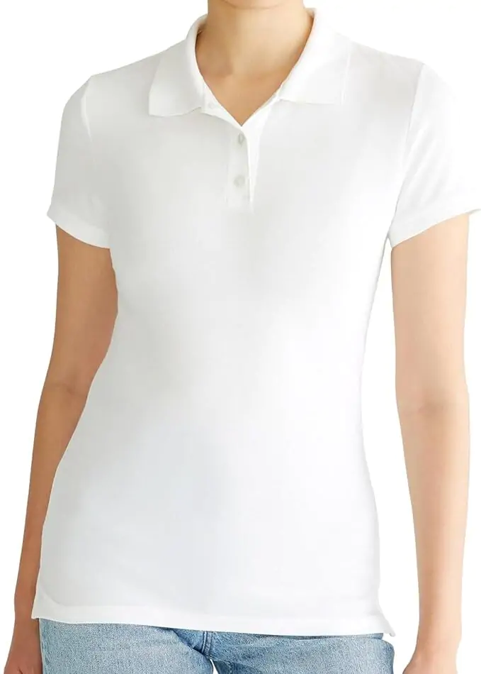 White polo shirt with jeans, simple school style