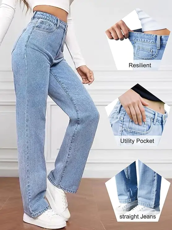 White sneakers with high-waisted jeans, classic school style