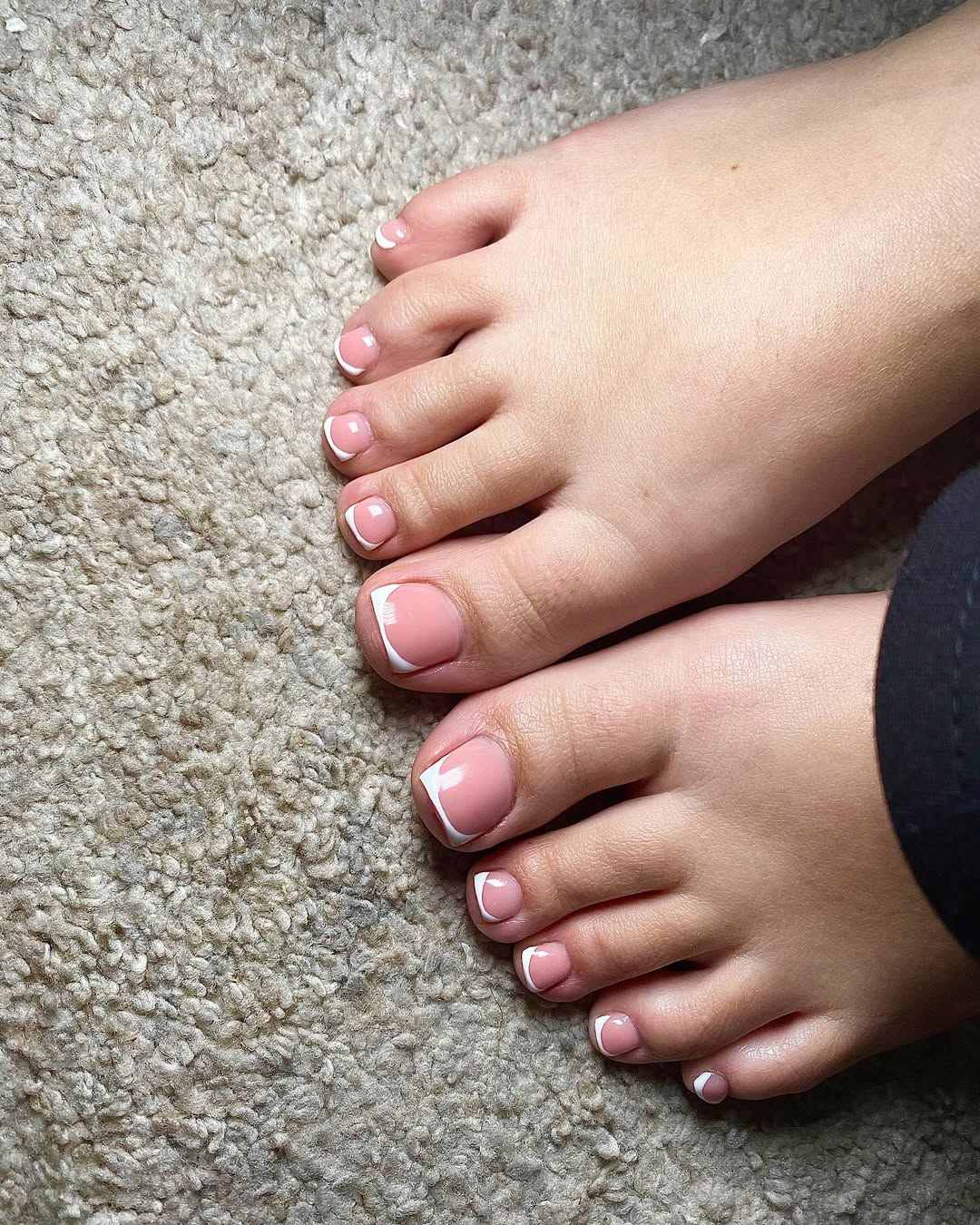 French pedicure with a modern twist on square nails
