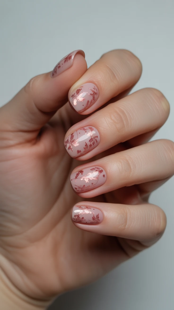 Floral nail art with pink base, elegant and feminine.