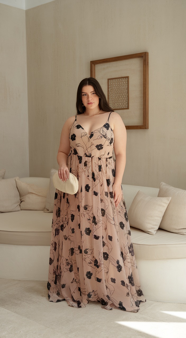 plus size floral maxi dress for evening