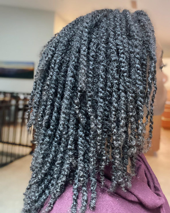 Defined twist hairstyle for texture