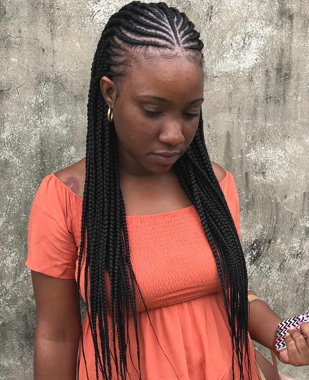 Sleek cornrow braids long protective