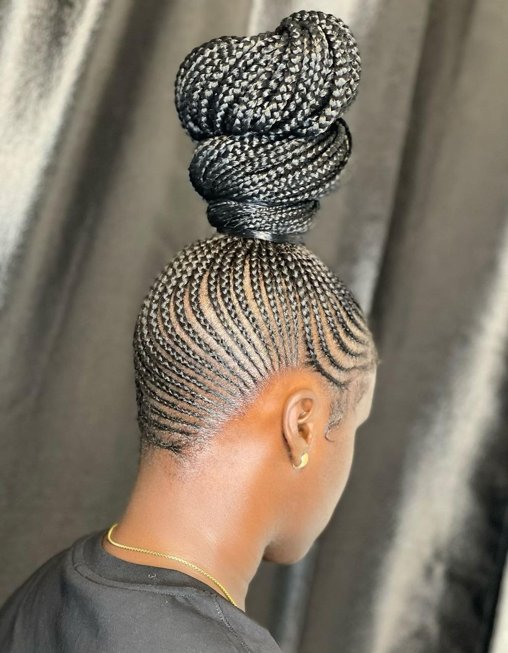 High braided bun protective style