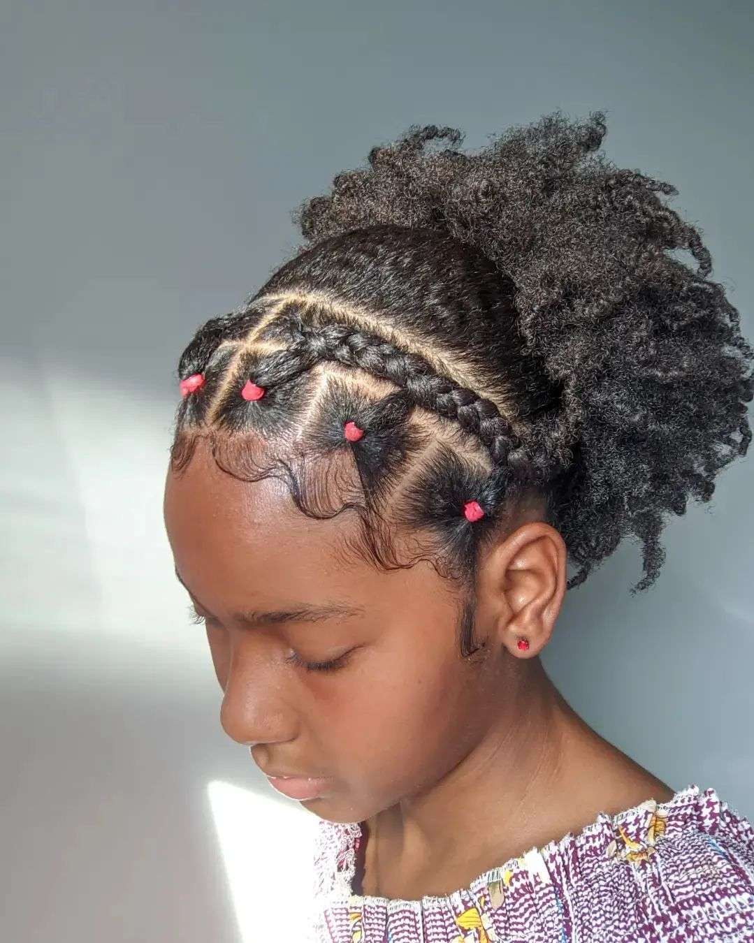 Cornrow with puff hairstyle for kids