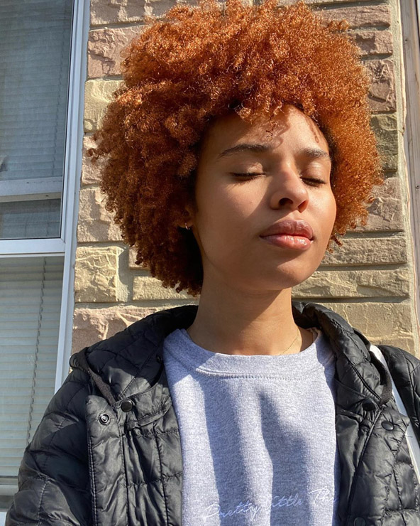 Vibrant copper afro for natural hair