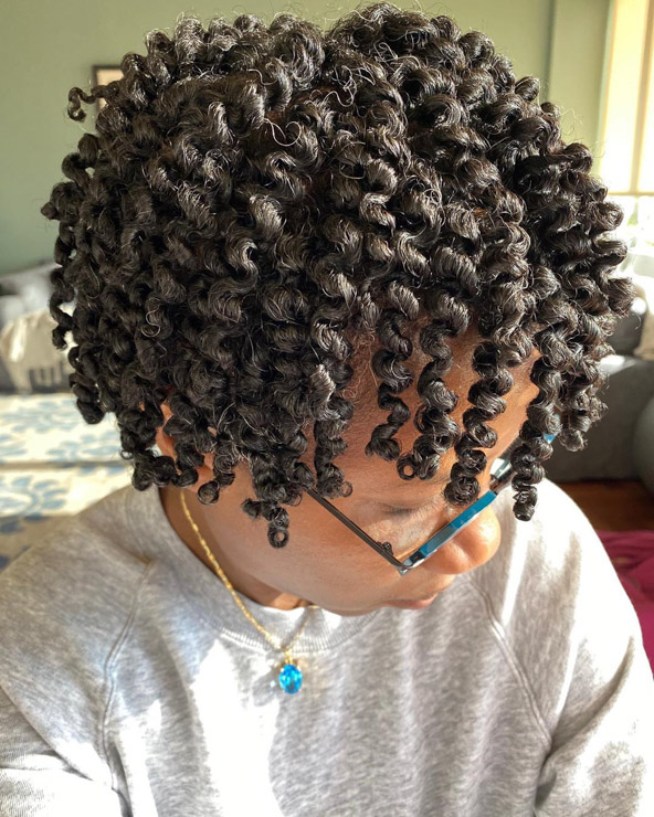 Defined finger coils for short natural hair