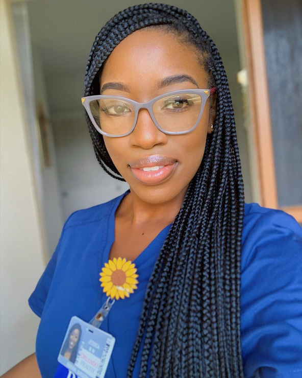 Sleek micro braids long protective style