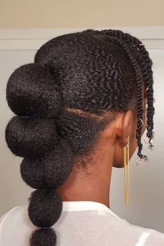 Bubble ponytail with braided detail