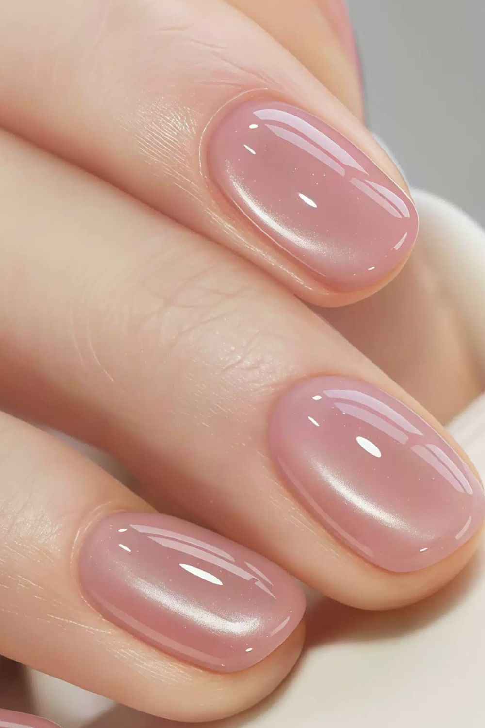 Milky pink nails, serene and classic.
