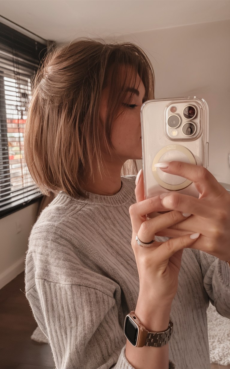 Chic bob with curtain bangs