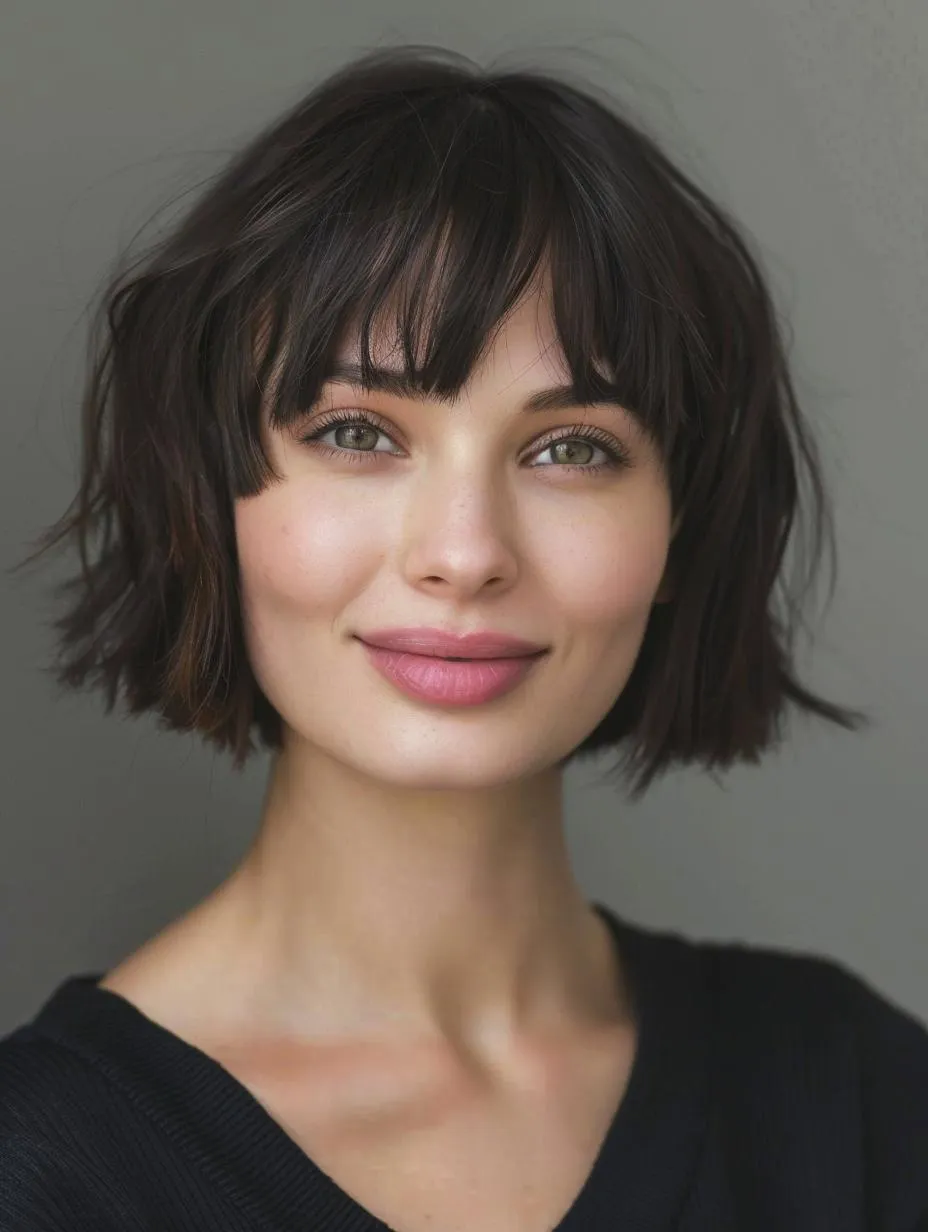 Playful tousled bob with short bangs