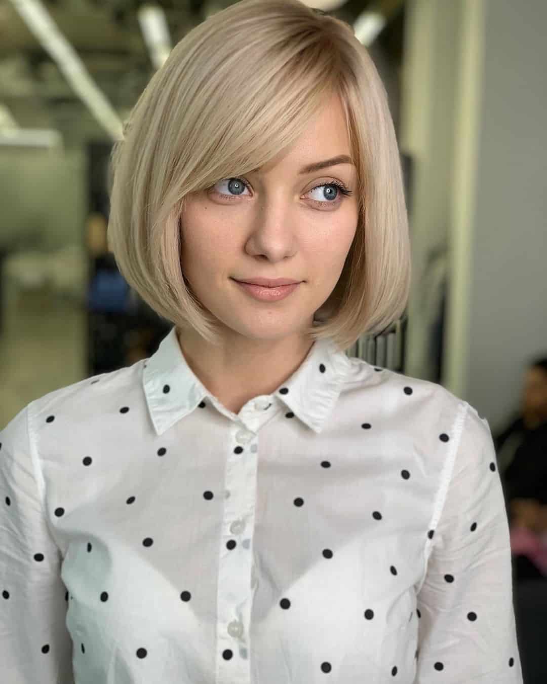 Sleek bob with side-swept bangs