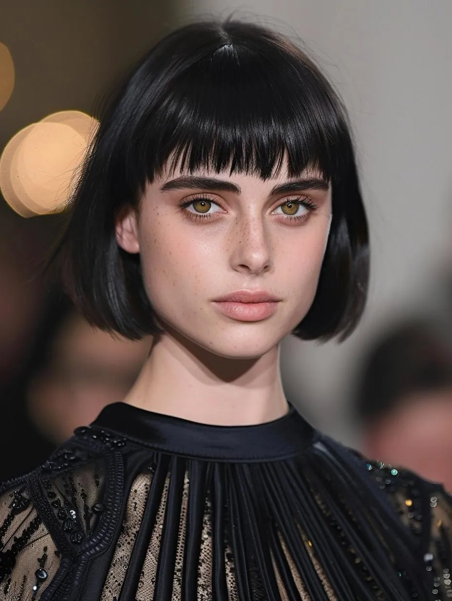 Sleek bob with blunt bangs