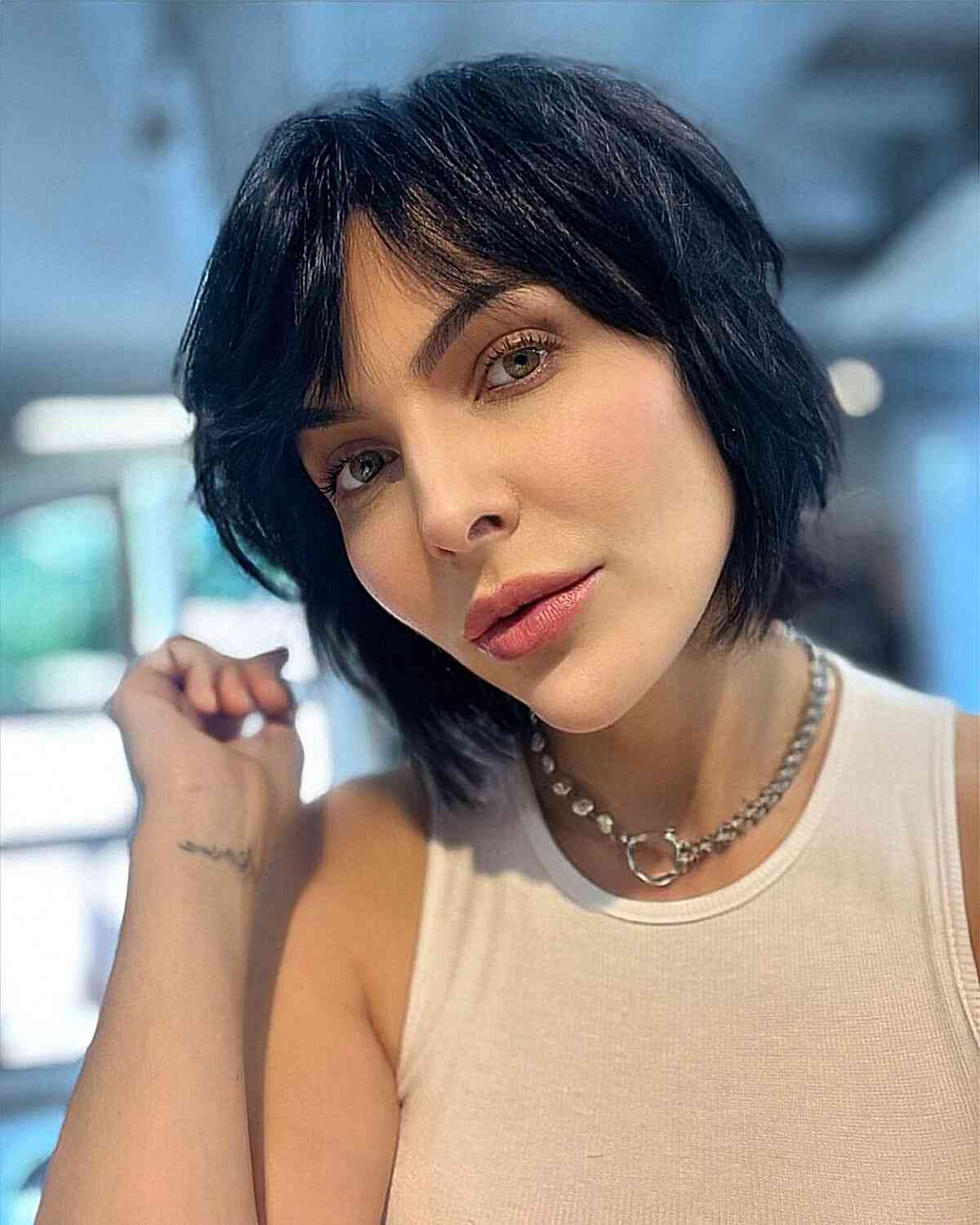 Layered bob with side bangs