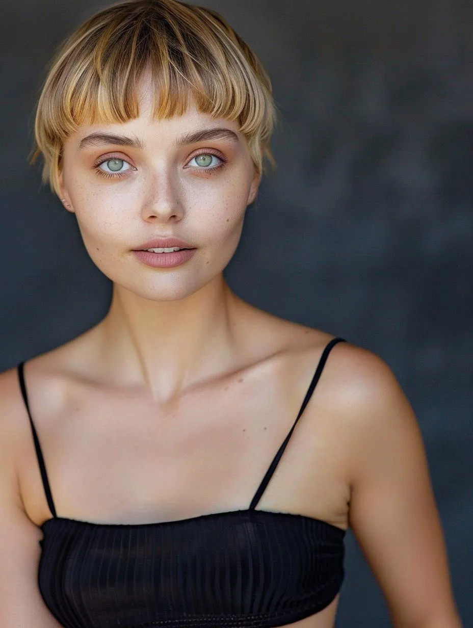 Chic cropped cut with micro bangs