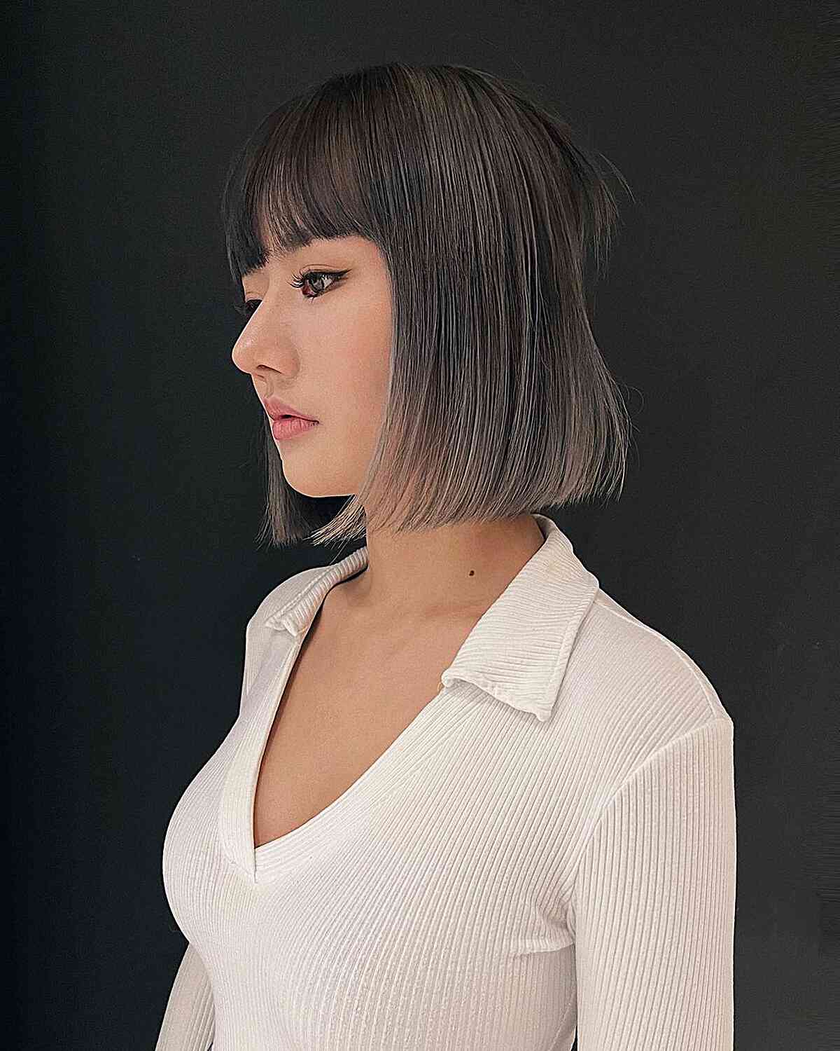 Sleek bob with gradient color