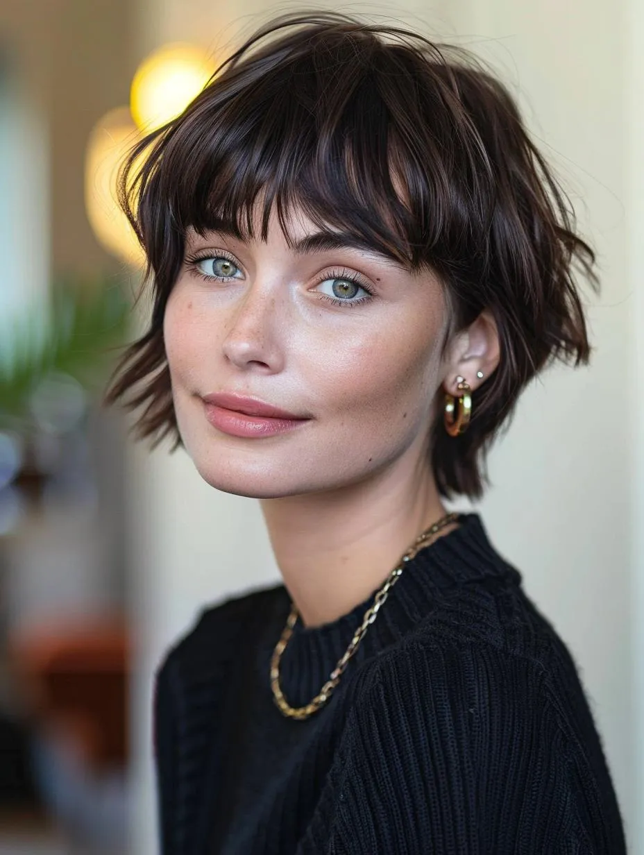 Choppy pixie with wispy bangs