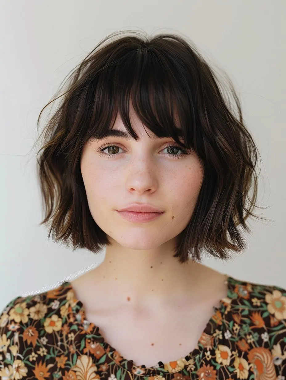 Textured bob with full fringe