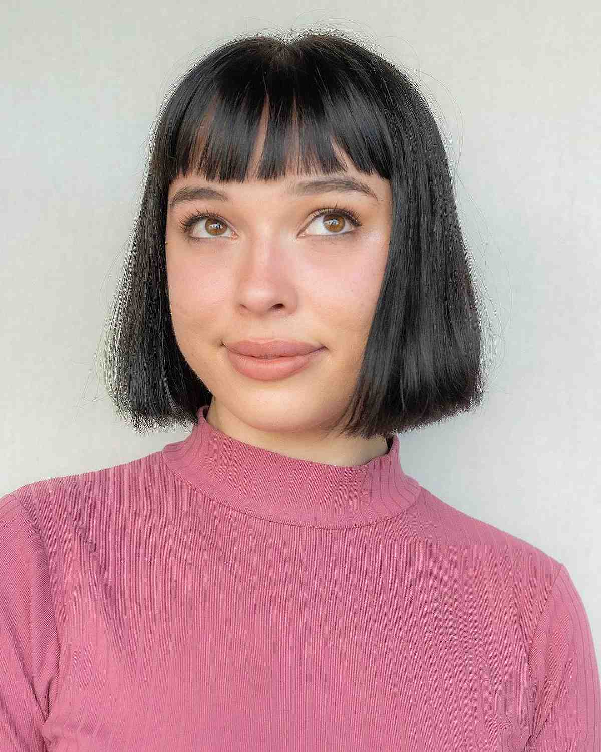 Glossy bob with micro bangs