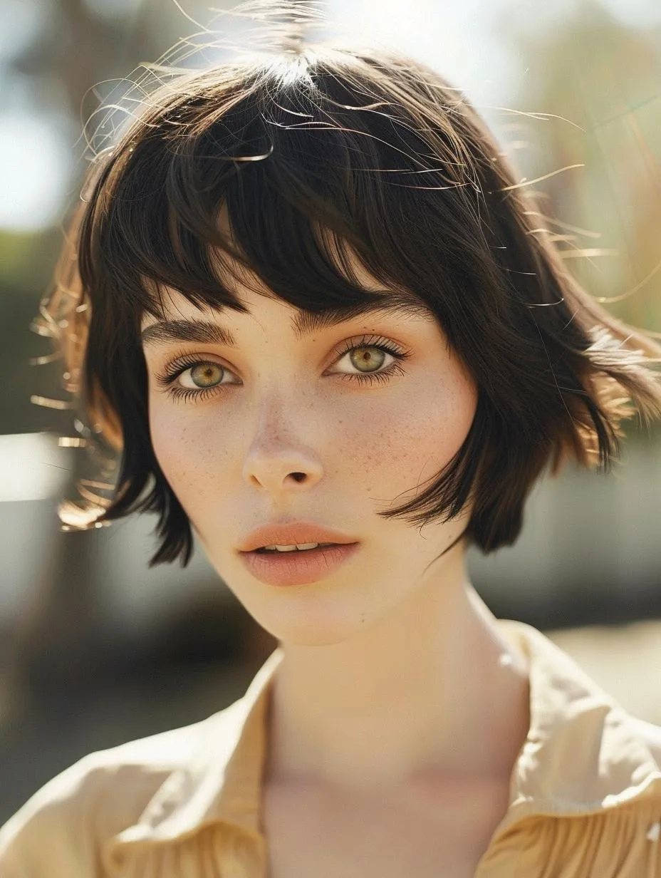 Edgy bob with tousled short bangs
