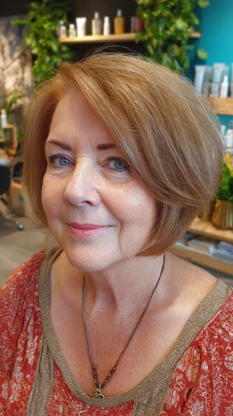 Classic bob with subtle side bangs for a timeless look