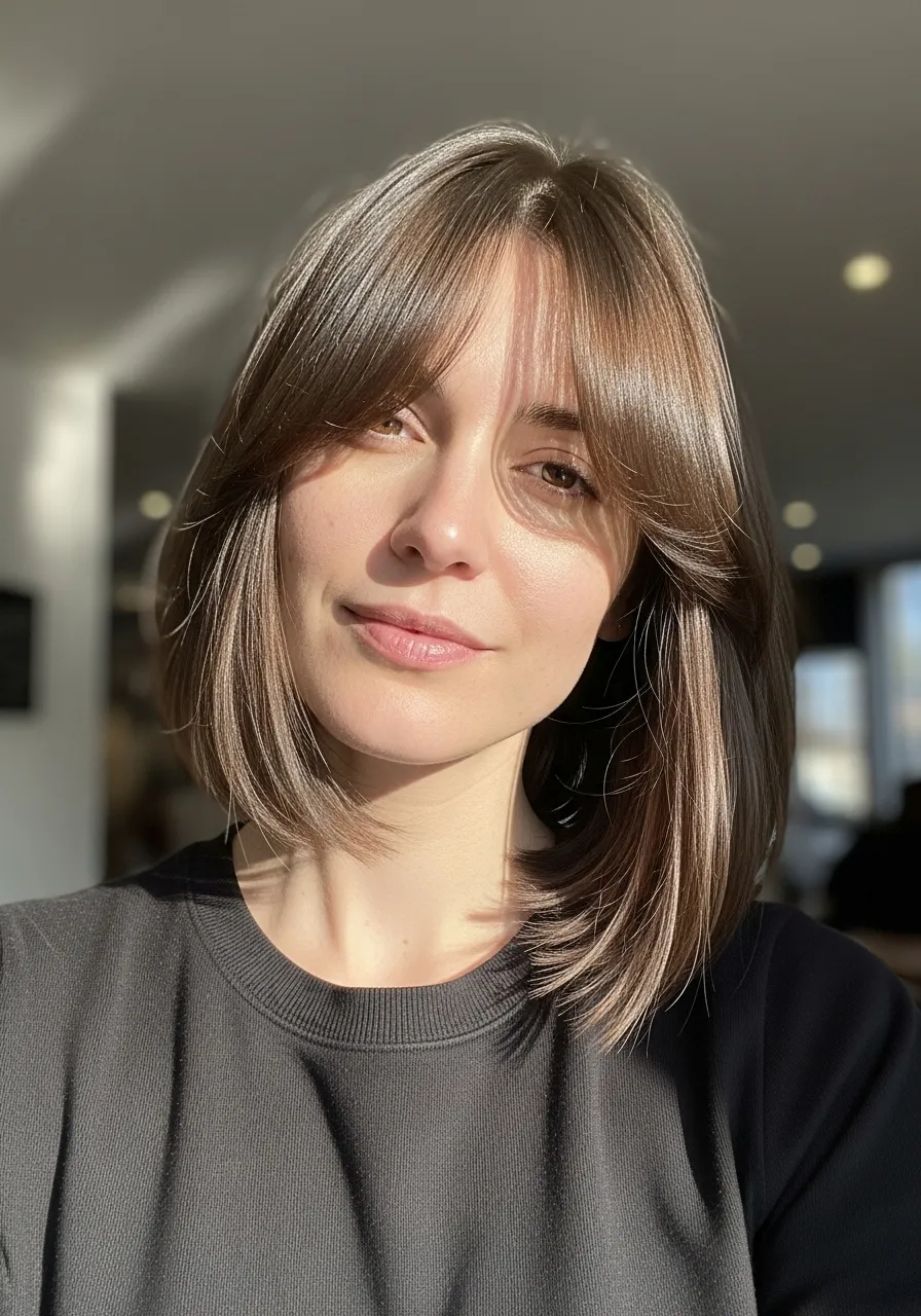 Classic bob with curtain bangs