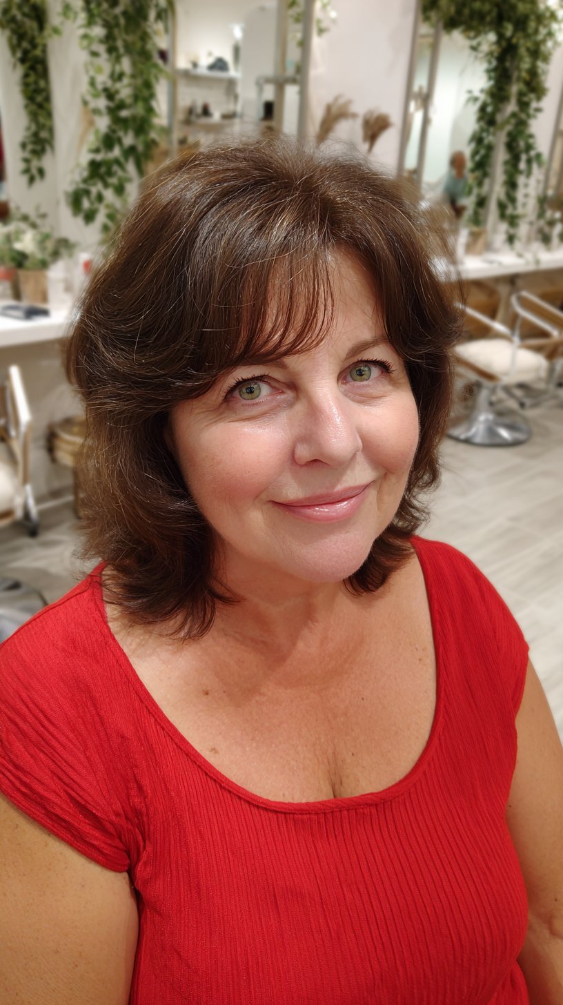 Layered cut with soft side bangs