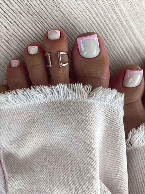 Toe nails with pink French fade design