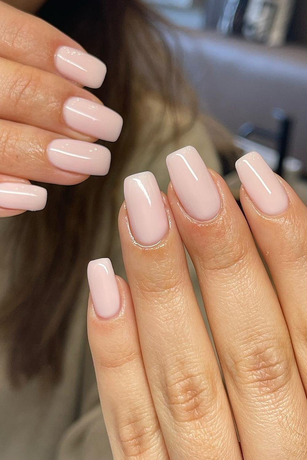 Soft pink square nails, minimalistic, classic design for daily wear