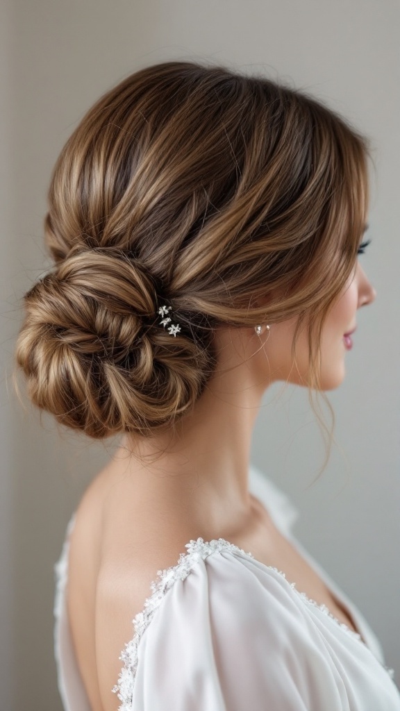 Elegant twisted bun with star pins for decoration
