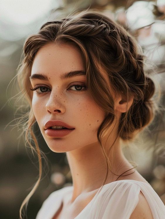 Romantic braided halo with loose waves