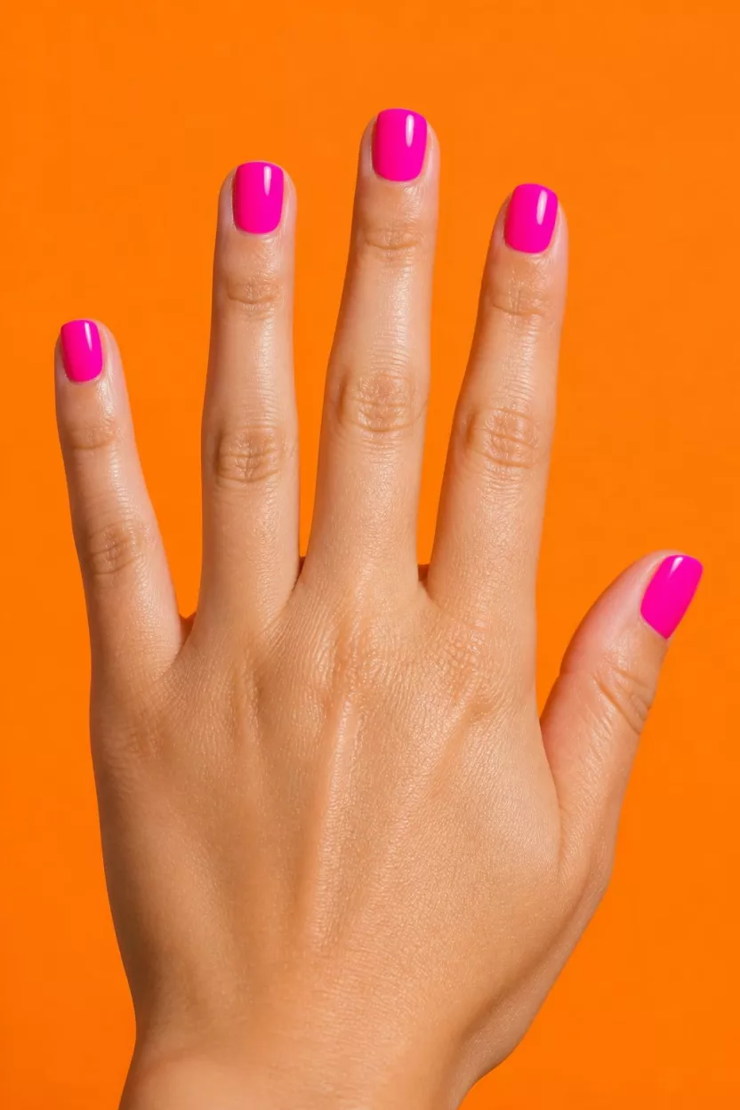 Bold fuchsia nails for a vibrant statement with a pop of color.