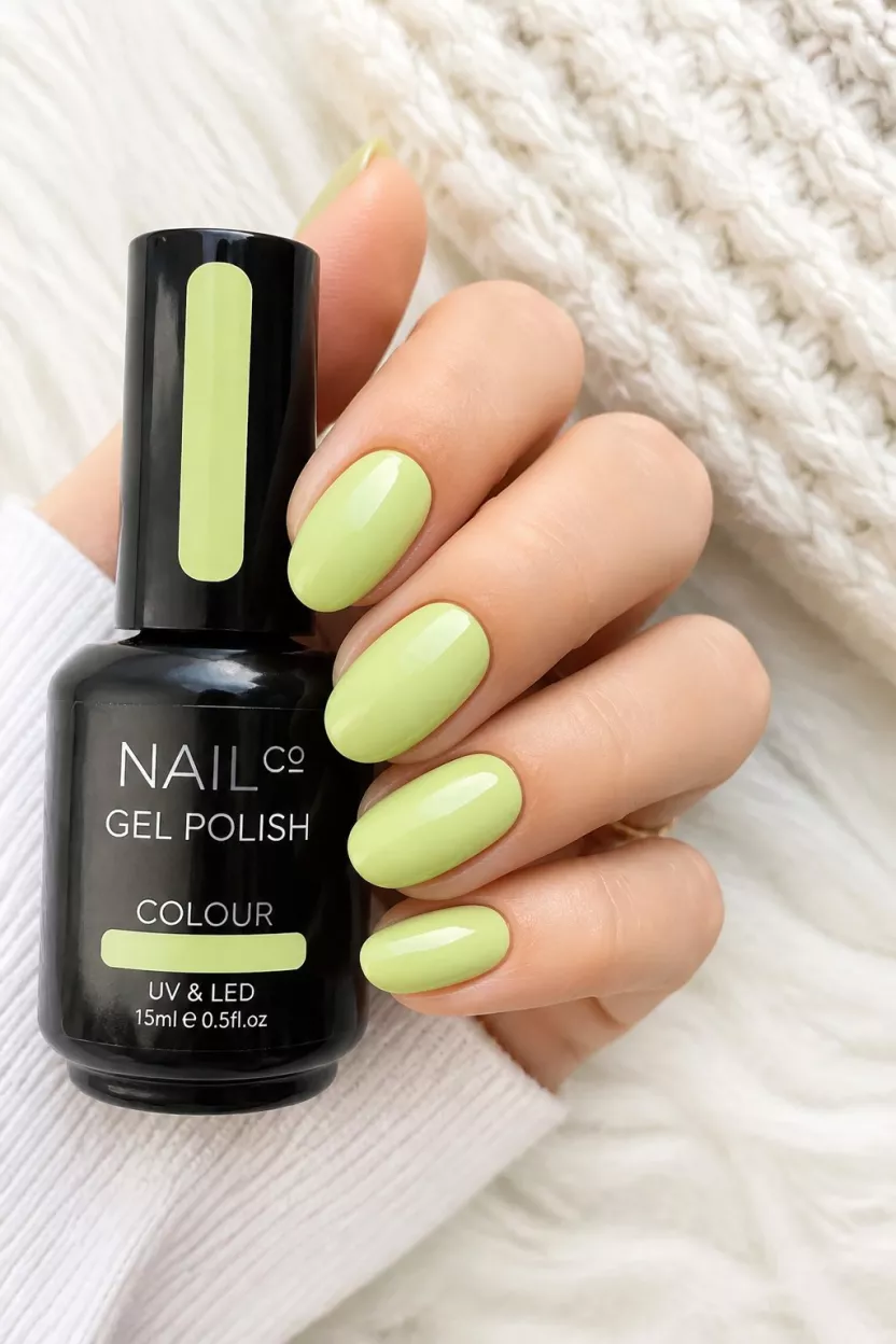 Lime green nails for a fresh, vibrant look.