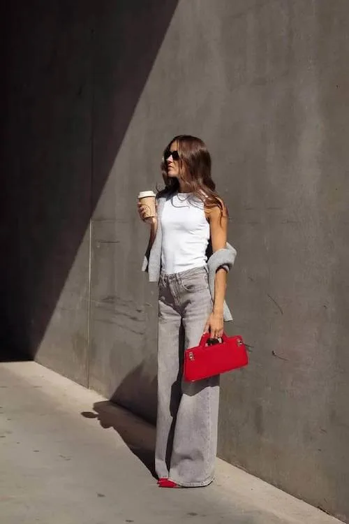 Chic monochrome with a pop of red